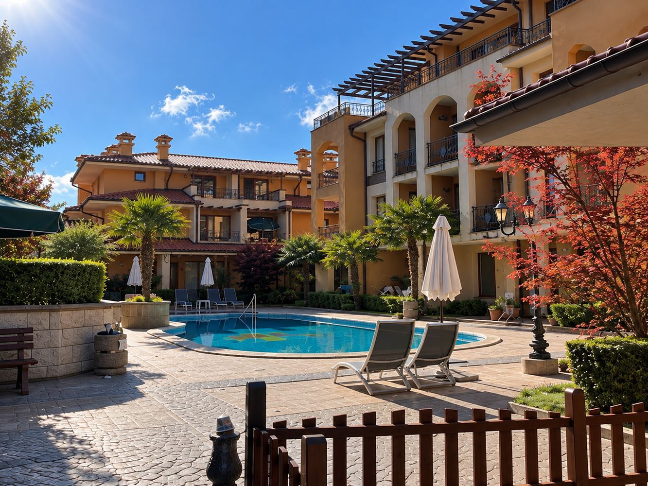Sveti Vlas: Stilvolles Studio mit Südausrichtung in einer Anlage mit Pool und Act 16