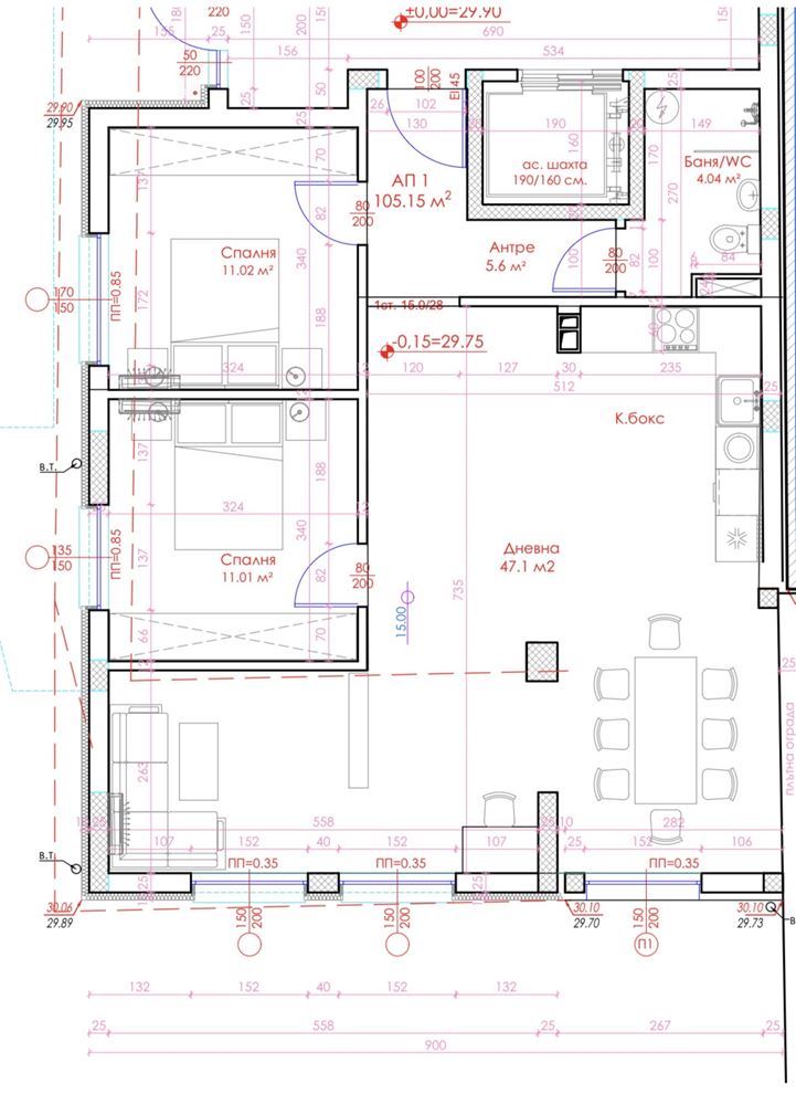 Drei-Zimmer-Wohnung mit zwei Schlafzimmern, eigenem Garten und zwei Stellplätzen in einem neuen Luxusgebäude im Herzen von Burgas