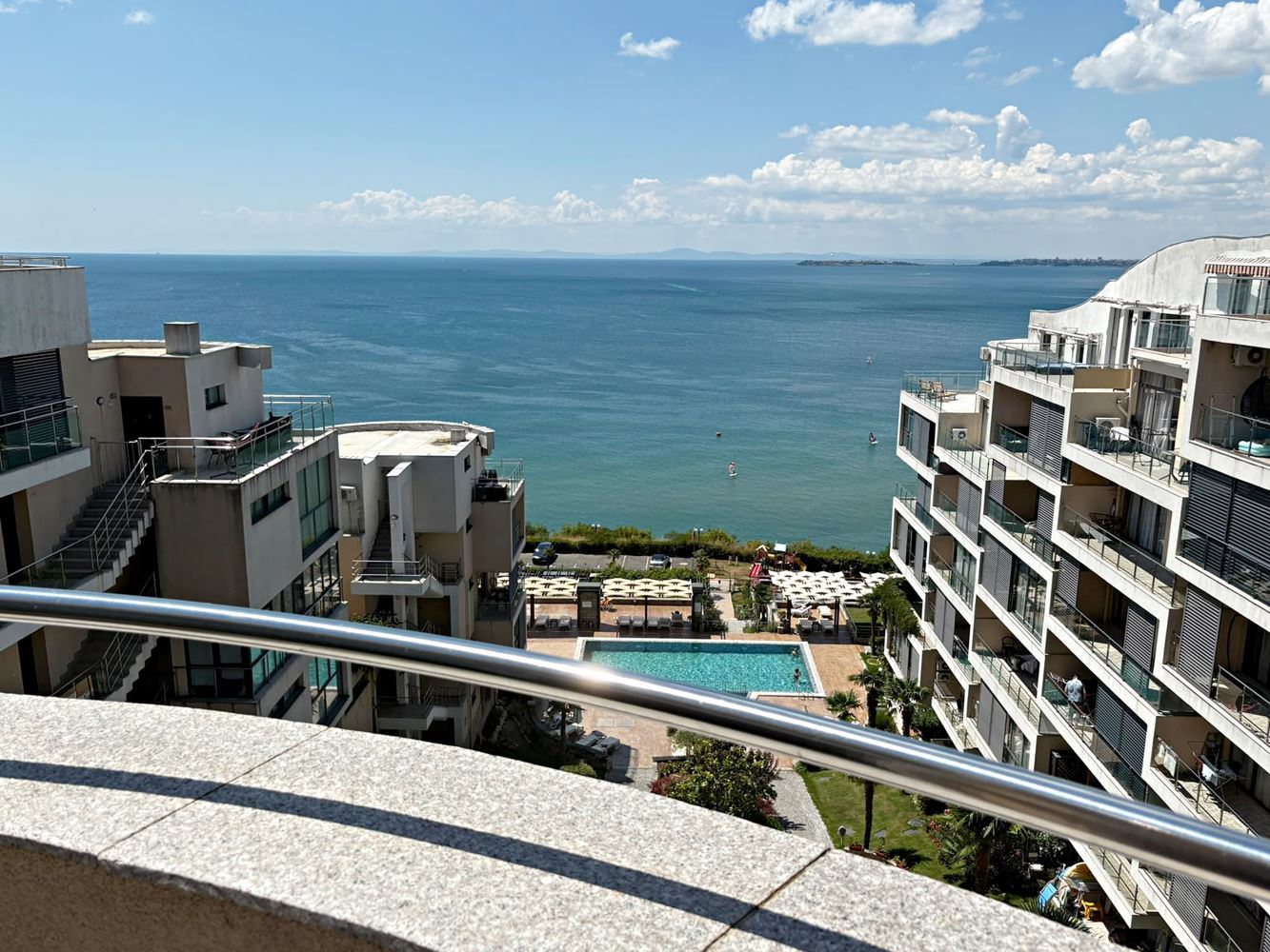 Luxuriöse 2-Zimmer-Wohnung mit Panoramablick auf das Meer in erster Linie in Sveti Vlas