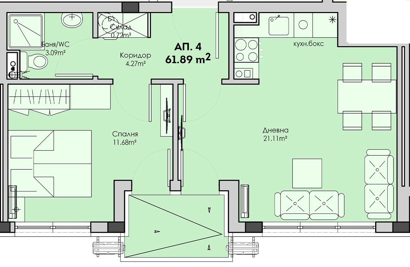 Neue 2-Zimmer-Wohnung in Sarafovo mit Südausrichtung und ohne Instandhaltungsgebühr