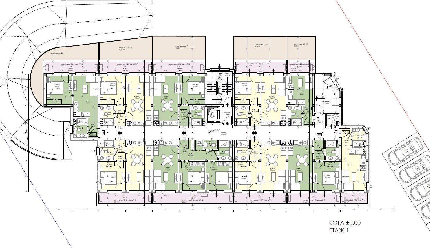 2-Zimmer-Wohnung mit eigenem kleinen Garten in einer neuen modernen Wohnanlage in Sonnenstrand