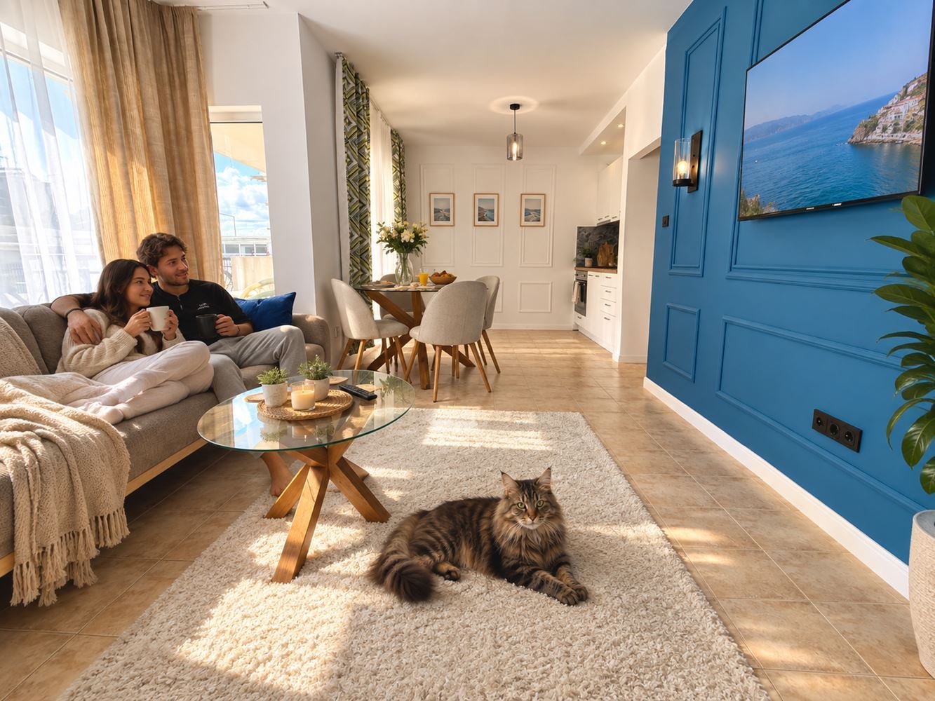Stilvolle, modern möblierte Zweizimmerwohnung mit einem Schlafzimmer und Blick auf den Pool in Sveti Vlas