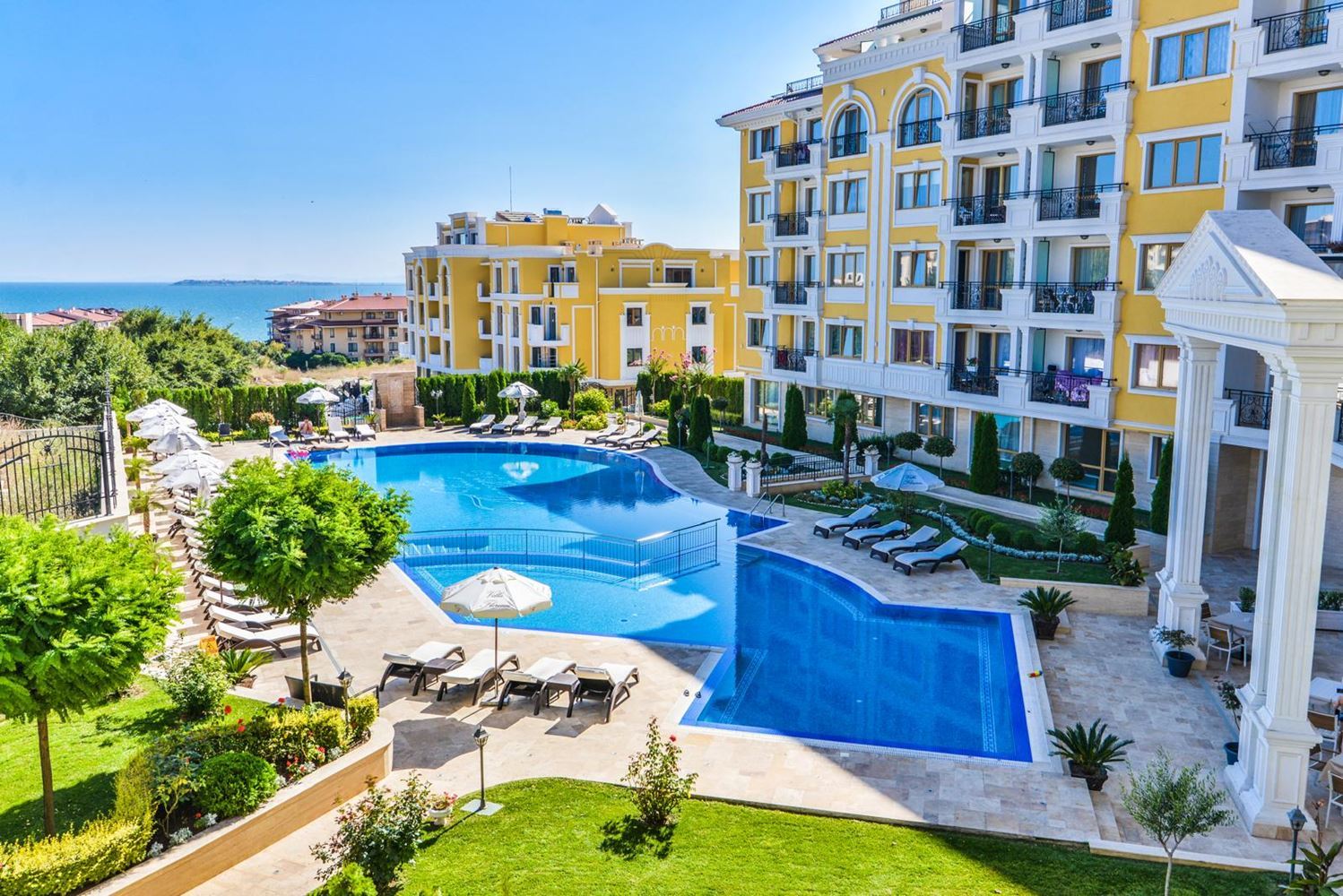 Wohnung mit einem Schlafzimmer in Sveti Vlas – Meereskomfort, SPA-Annehmlichkeiten und ganzjähriger Luxus in einer prestigeträchtigen Anlage