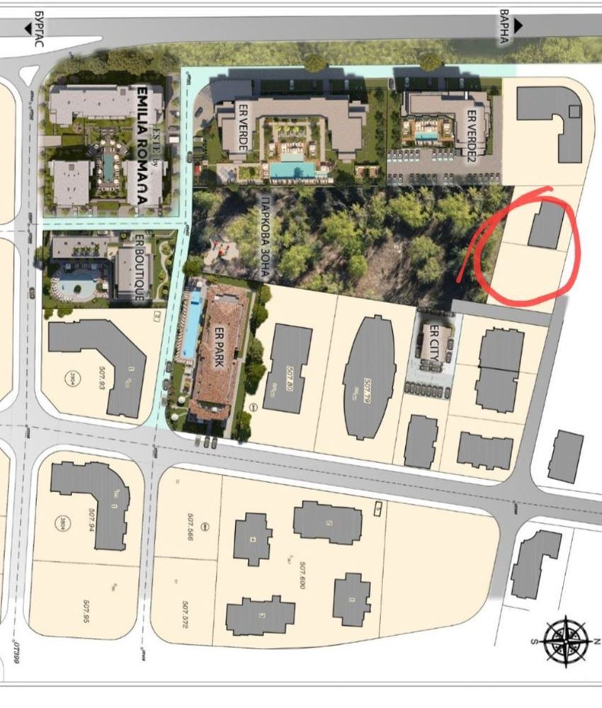 Moderne Drei-Zimmer-Wohnung (Wohnung mit zwei Schlafzimmern) mit Parkplatz in einer neuen Anlage in Sonnenstrand