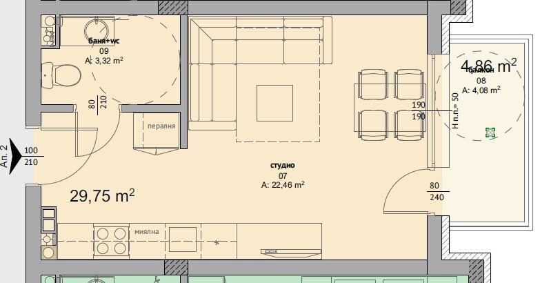 Geräumiges und helles Studio in einer neuen Wohnanlage – 500 m vom Meer entfernt