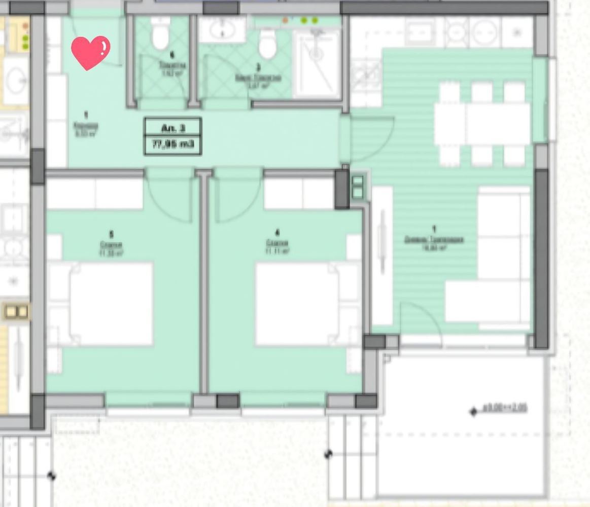 Moderne Drei-Zimmer-Wohnung (Wohnung mit zwei Schlafzimmern) mit Parkplatz in einer neuen Anlage in Sonnenstrand