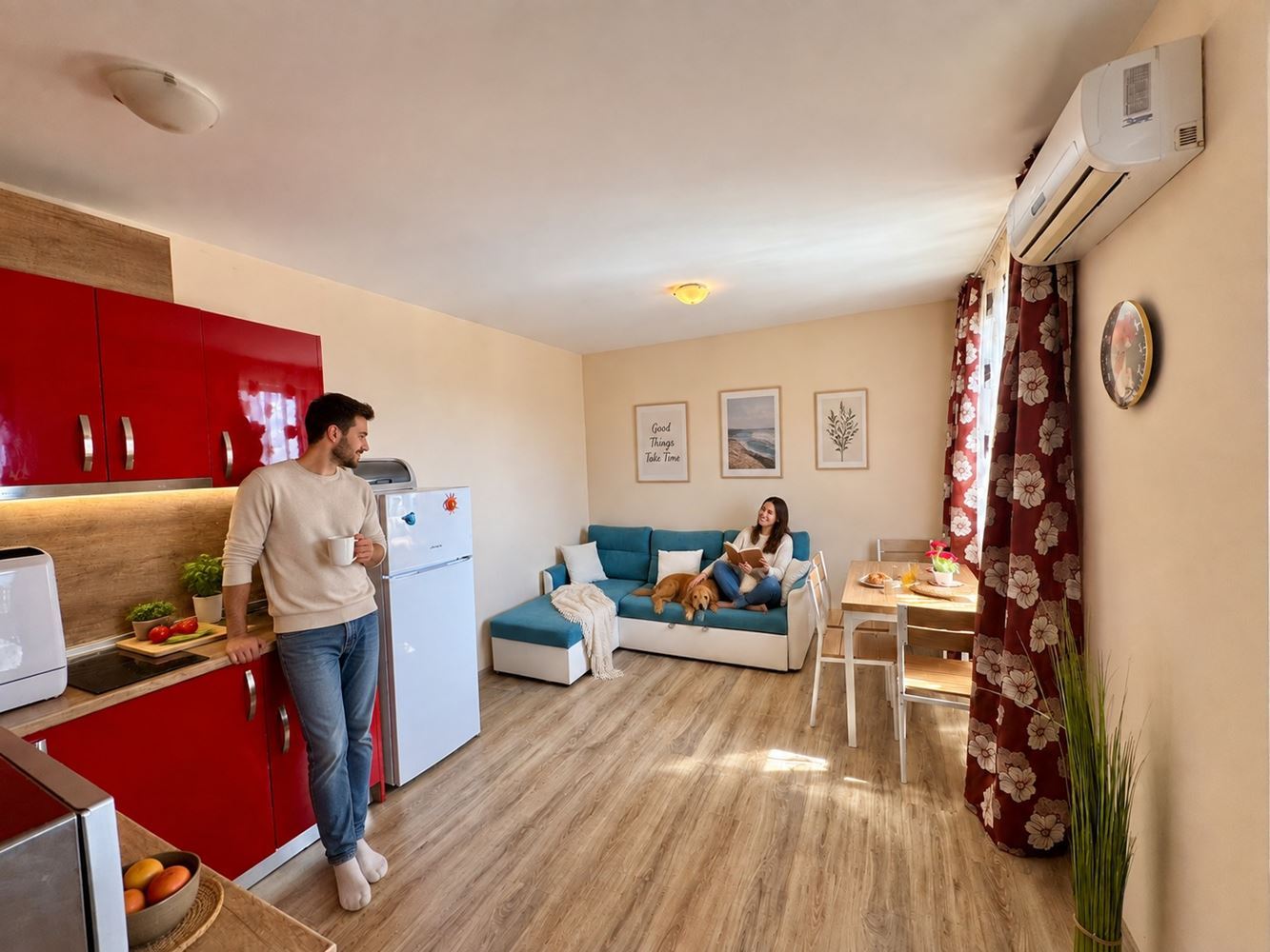 Meerblick und Gemütlichkeit in Nessebar – vollständig möblierte Wohnung mit einem Schlafzimmer