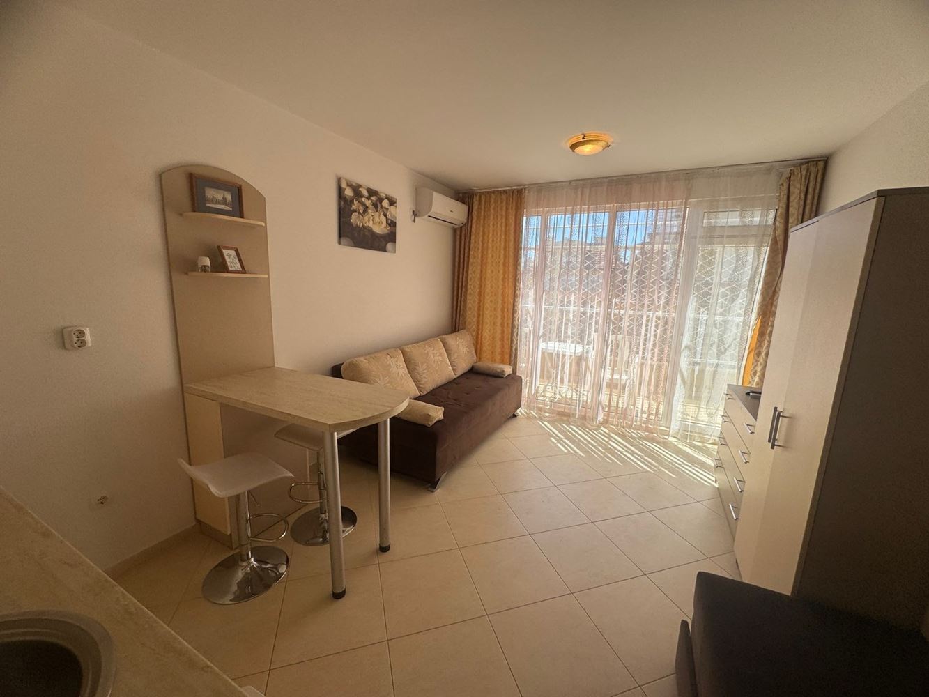 Gemütliches, voll möbliertes Studio 300 m vom Meer in Pomorie – eine ausgezeichnete Investition und Ferienimmobilie