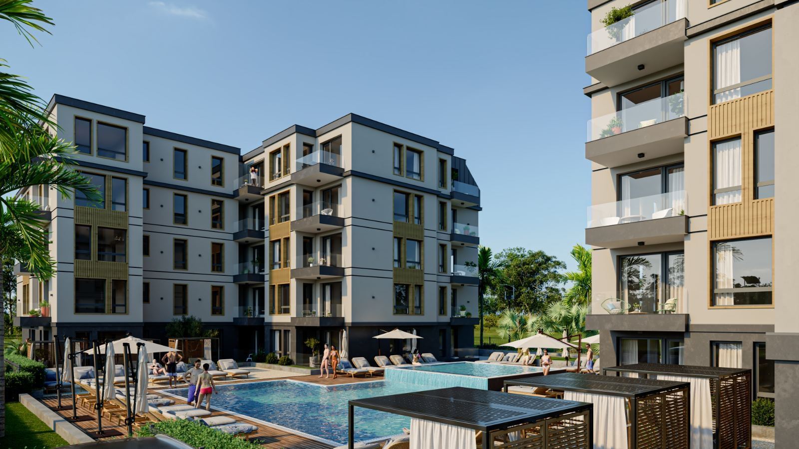 Neue Zweizimmerwohnung in einer stilvollen Wohnanlage mit Swimmingpool, 500 m vom Strand in Ravda entfernt