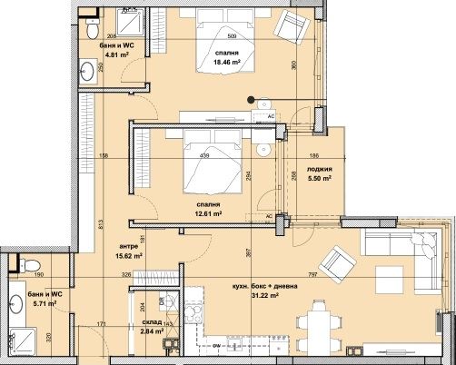 Geräumige Wohnung mit 2 Schlafzimmern und Panorama-Loggia in einem neuen Gebäude im Wohnviertel Slaveykov, Burgas