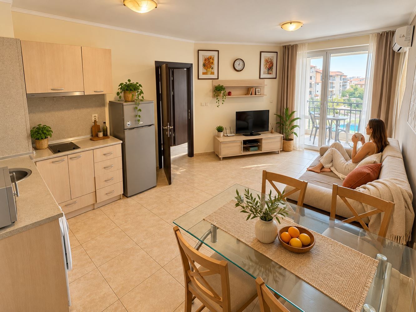 Zweizimmerwohnung mit Poolblick in Nessebar – Komfort, Meer und hervorragende Bedingungen für Urlaub und Investition