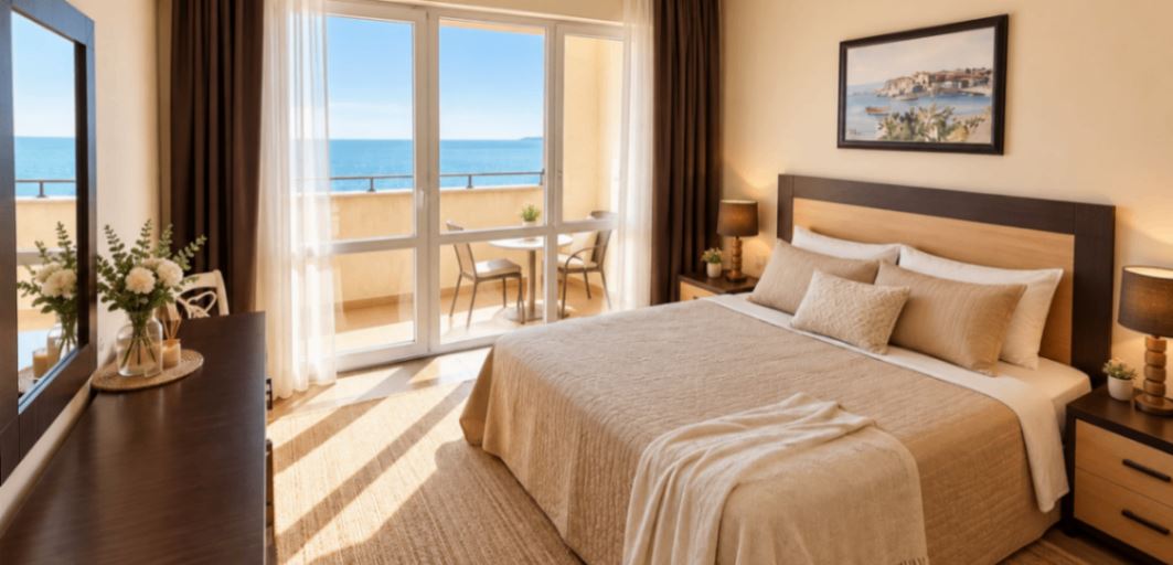 Geräumige 2-Zimmer-Wohnung mit großer Terrasse und Panoramablick auf das Meer