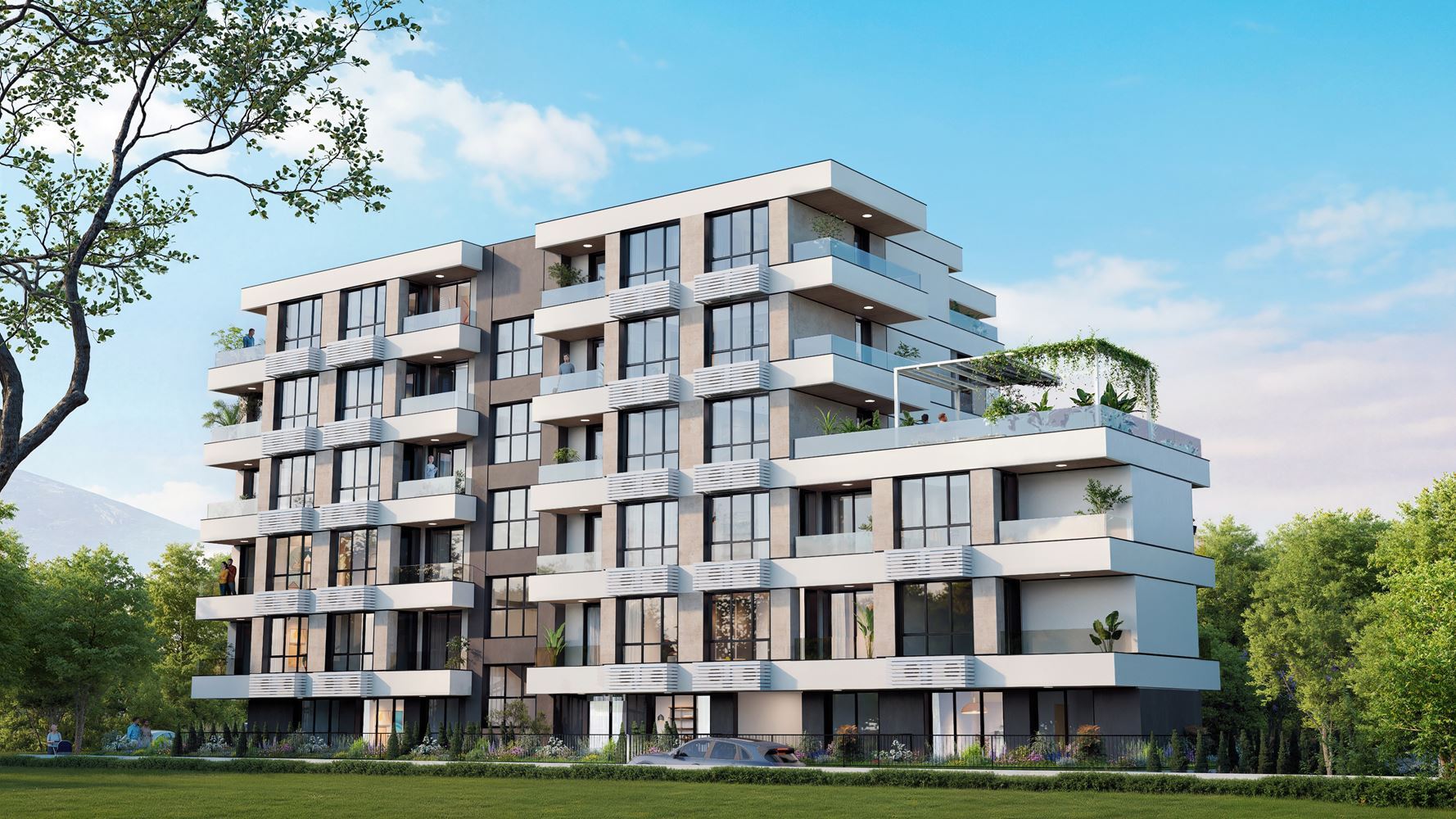 2-Zimmer-Wohnung mit eigenem kleinen Garten in einer neuen modernen Wohnanlage in Sonnenstrand