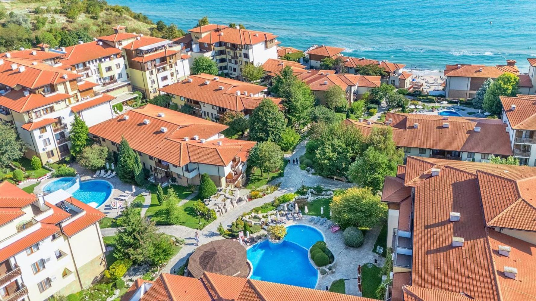 Studio in erster Meereslinie in Sveti Vlas – Luxusanlage mit umfangreicher Infrastruktur und Meerblick
