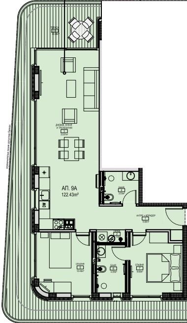 Zwei-Schlafzimmer-Wohnung im obersten Stockwerk mit Meerpanorama in erster Meereslinie in Kraimorie, Burgas