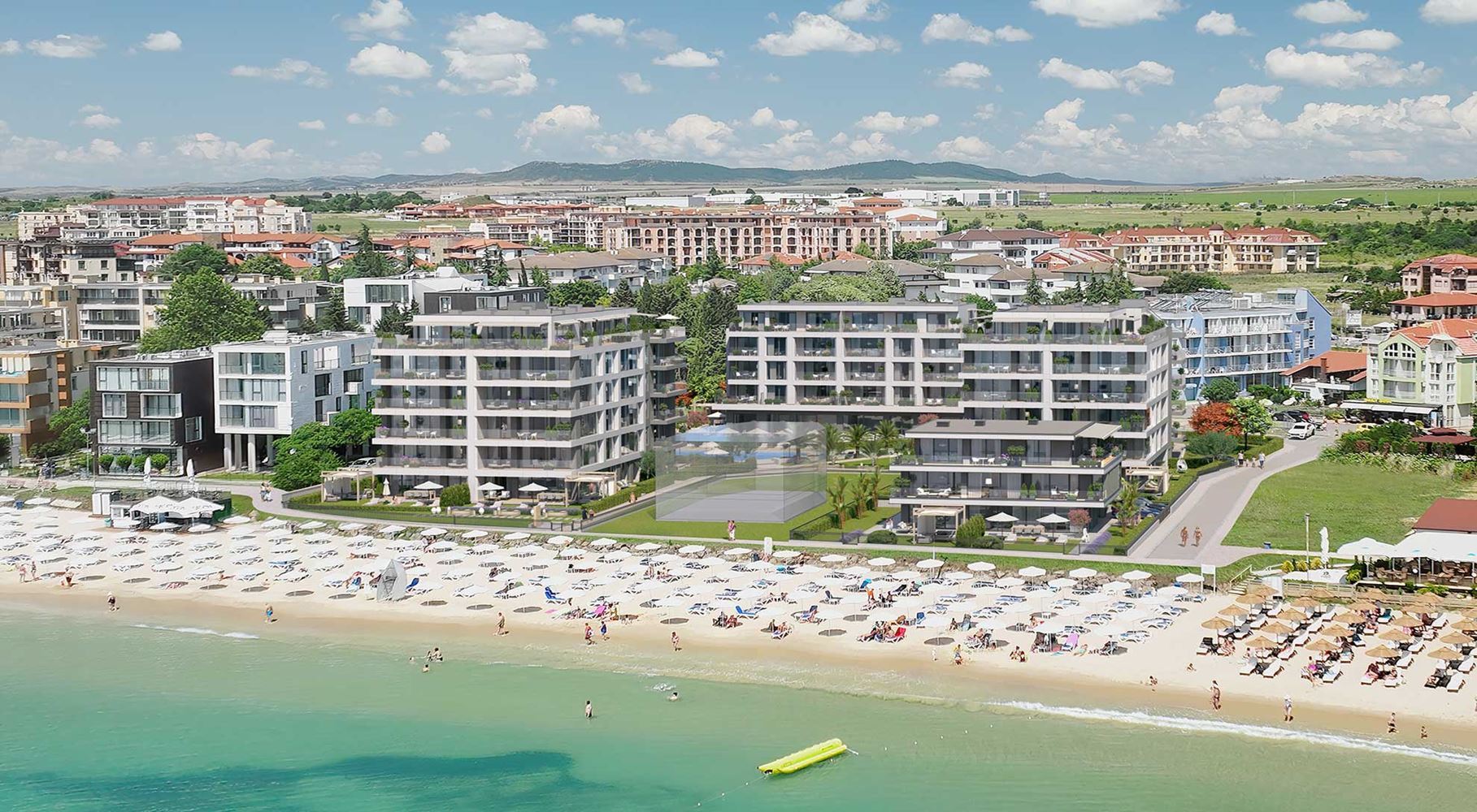 Geräumige 4-Zimmer-Wohnung mit direktem Panoramameerblick in einer Luxus-First-Line-Anlage in Ravda